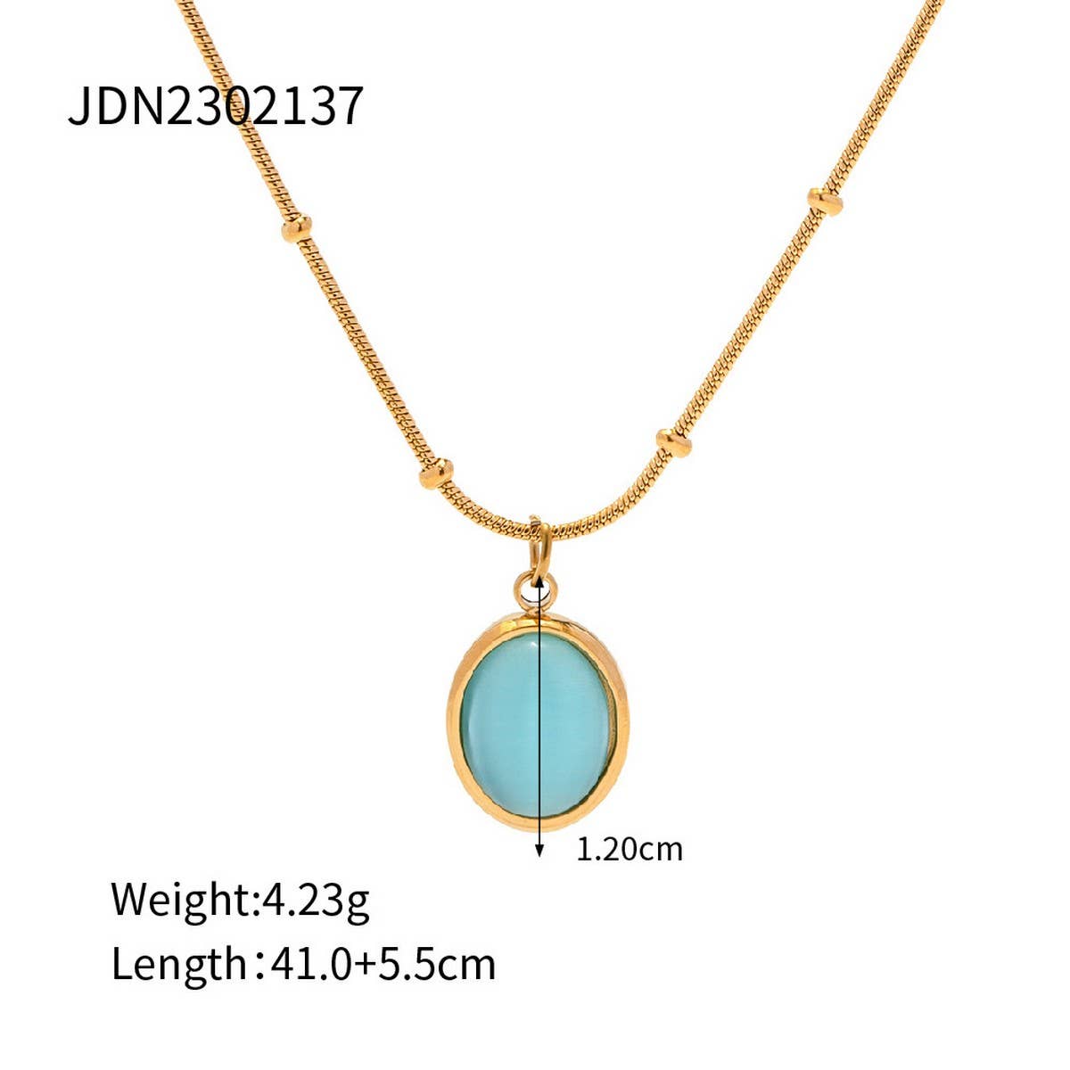SMALL FRESH CAT'S EYE STONE SIMPLE NECKLACE_CWAJE1423