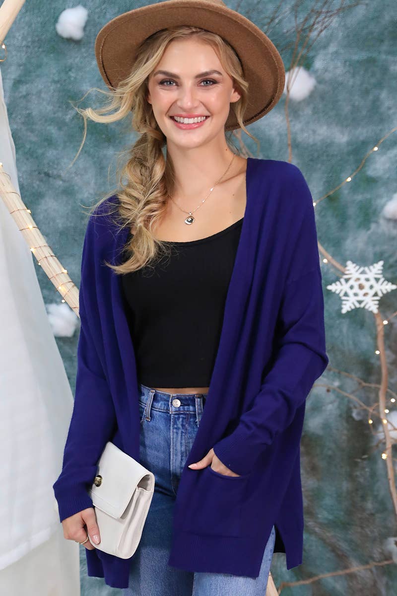 CWOSWL1827_LOOSE FIT WITH POCKET SWEATER CARDIGAN