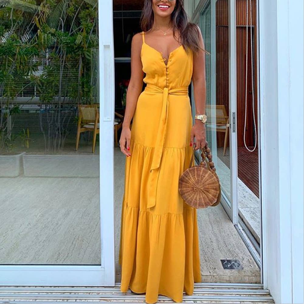 Fashionable and elegant halter long dress