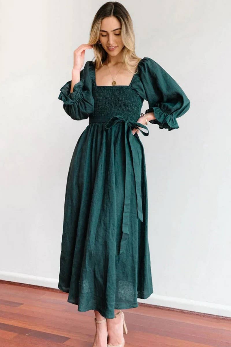 CWDMD5769_V-NECK ELEGANT MID-LENGTH SLEEVES TWO-WAY DRESS