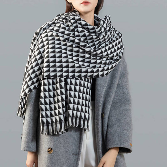 AUTUMN AND WINTER GEOMETRIC TRIANGLE PLAID SCARF_CWASC1111