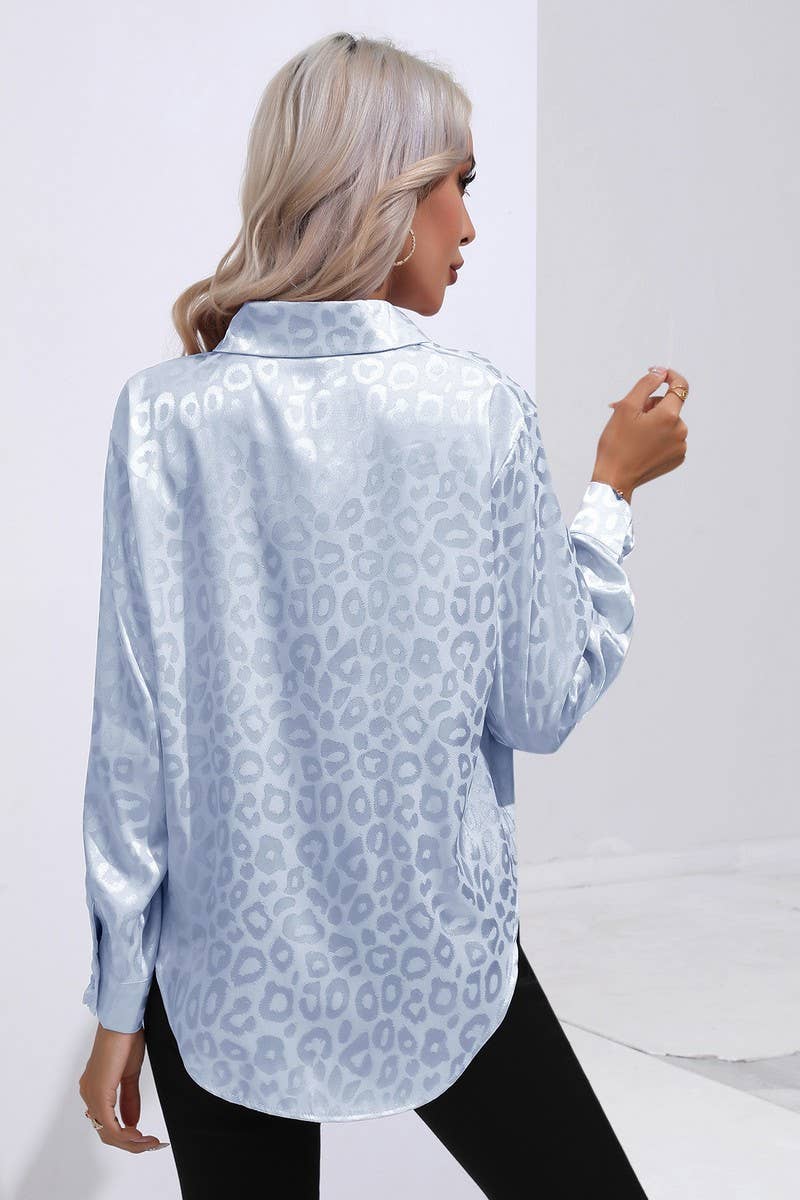 CWTBLL0694_Button Down Silky Satin Long Sleeve Top