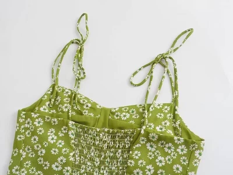 Cinched waist printed halter sleeveless dress