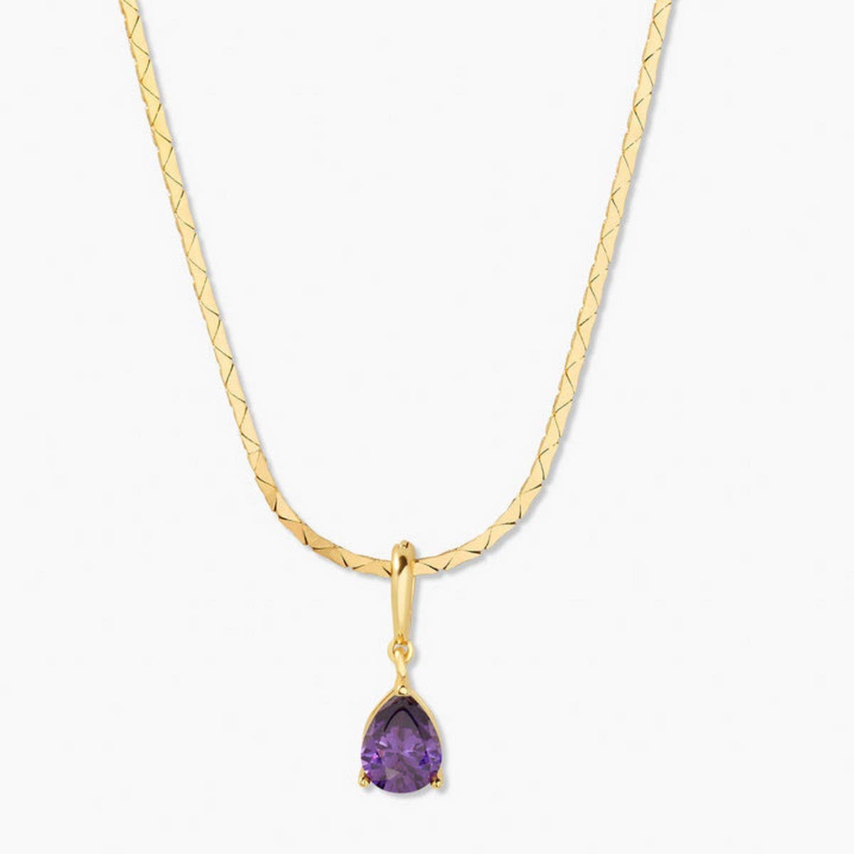 STAINLESS STEEL COLORED DROP ZIRCON NECKLACE_CWMM3921