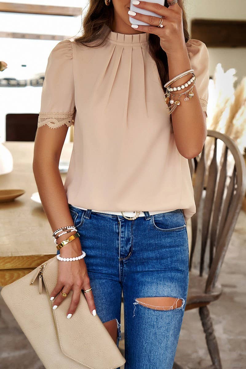 CWTBLS0231_Round neck Short Sleeve Top