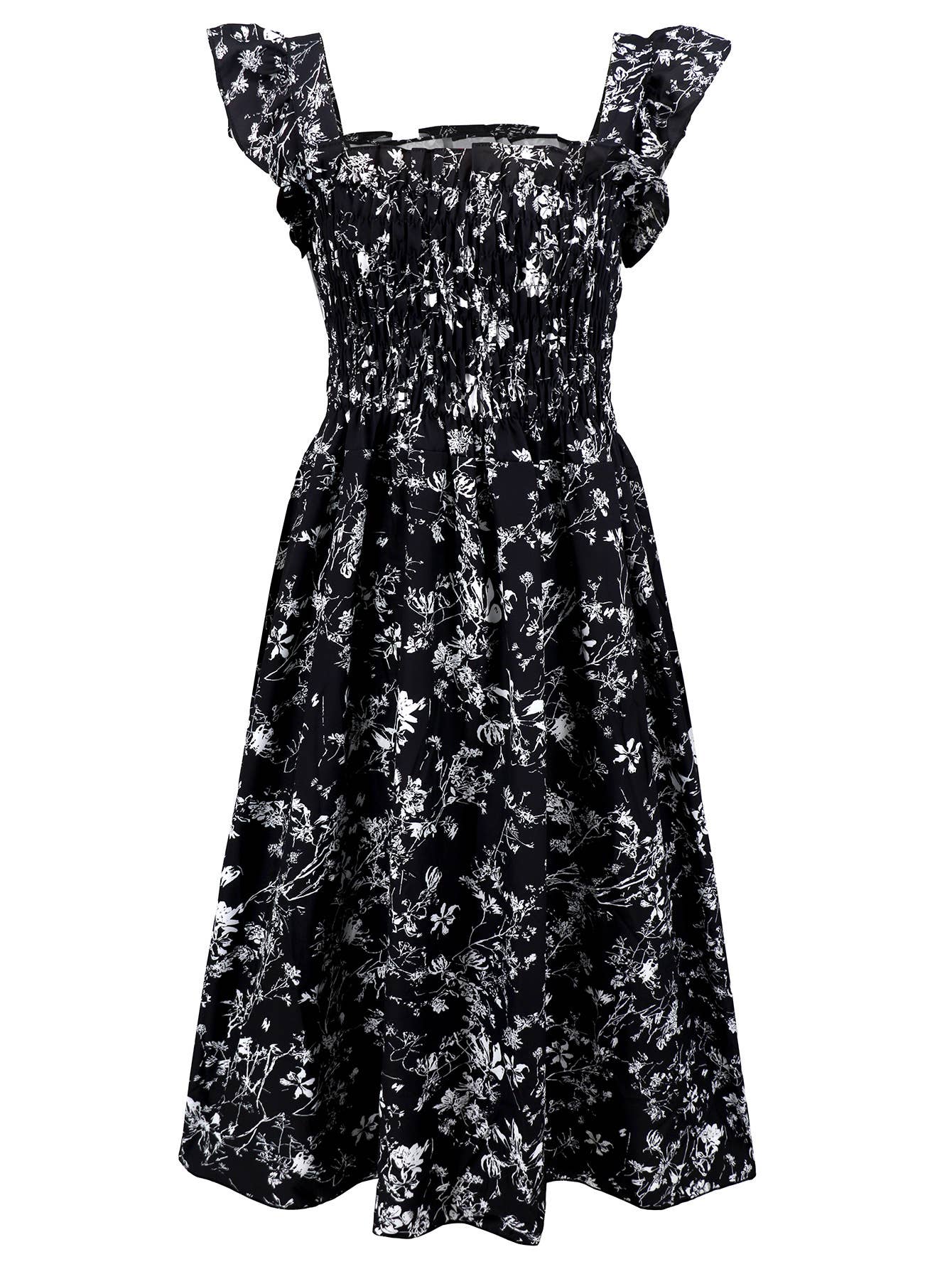 A-Line Dress with Puff Sleeves and Square Neck