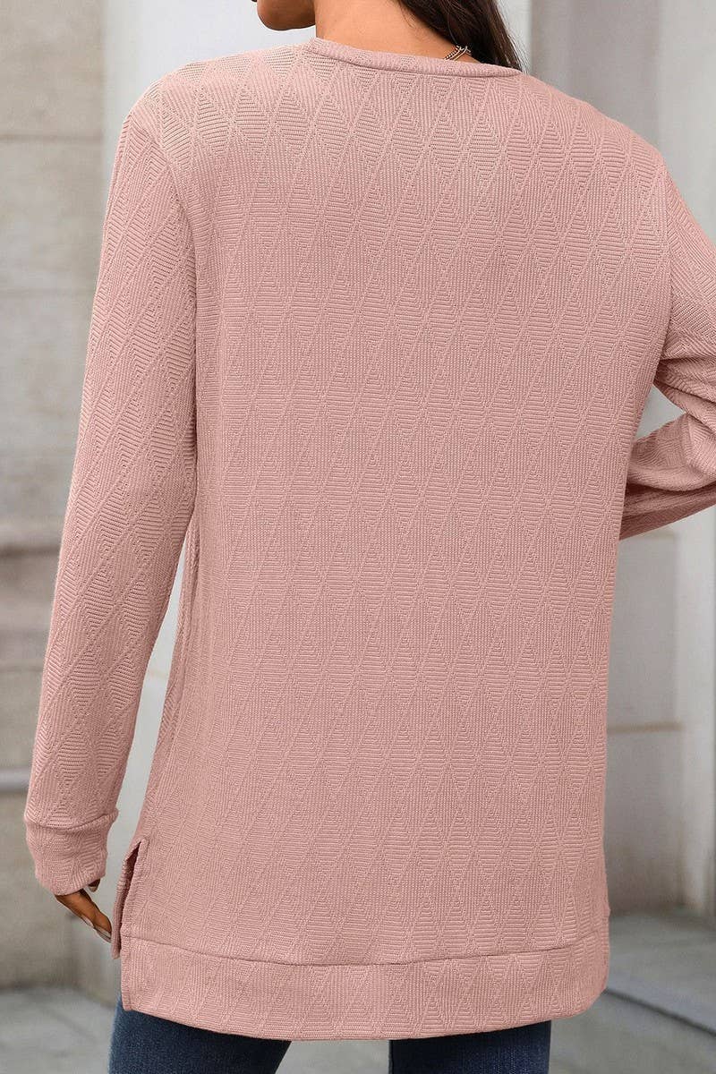 CWTBLL01293_CREW NECK SOLID KNIT LONG SLEEVE LOOSE TOP