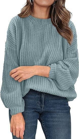 CREW-NECK FLARED CUFF JUMPER LOOSE SWEATER