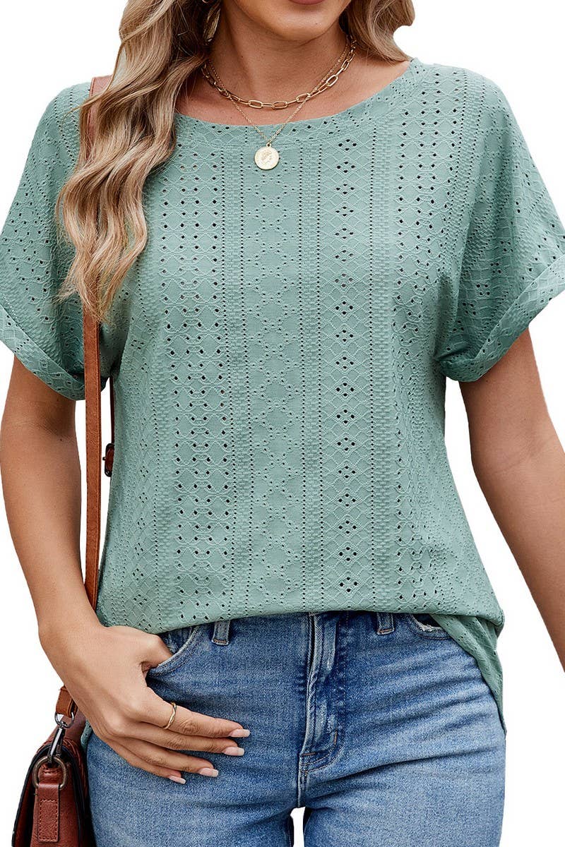 CWTBLS2281_LOOSE FIT CREW NECK SHORT SLEEVE CASUAL T-SHIRT