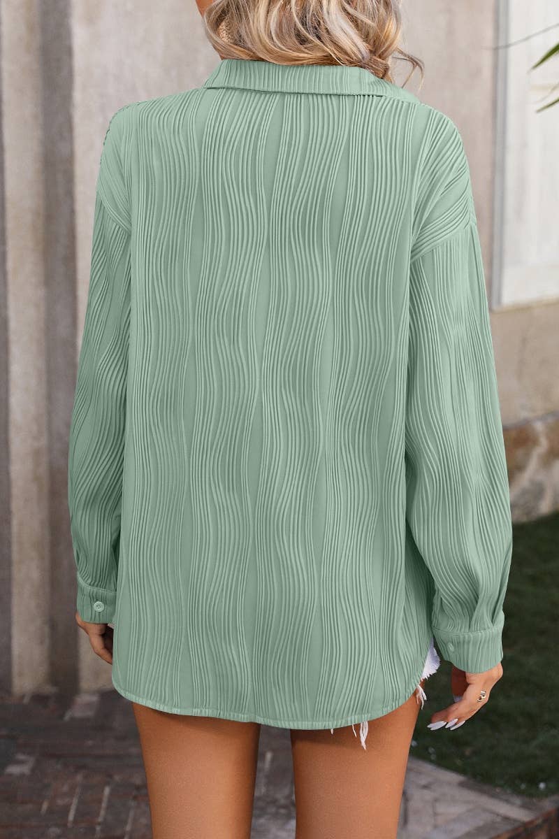 CWTSTL2190_STYLISH WAVY TEXTURED LONG SLEEVE SHIRT TOP