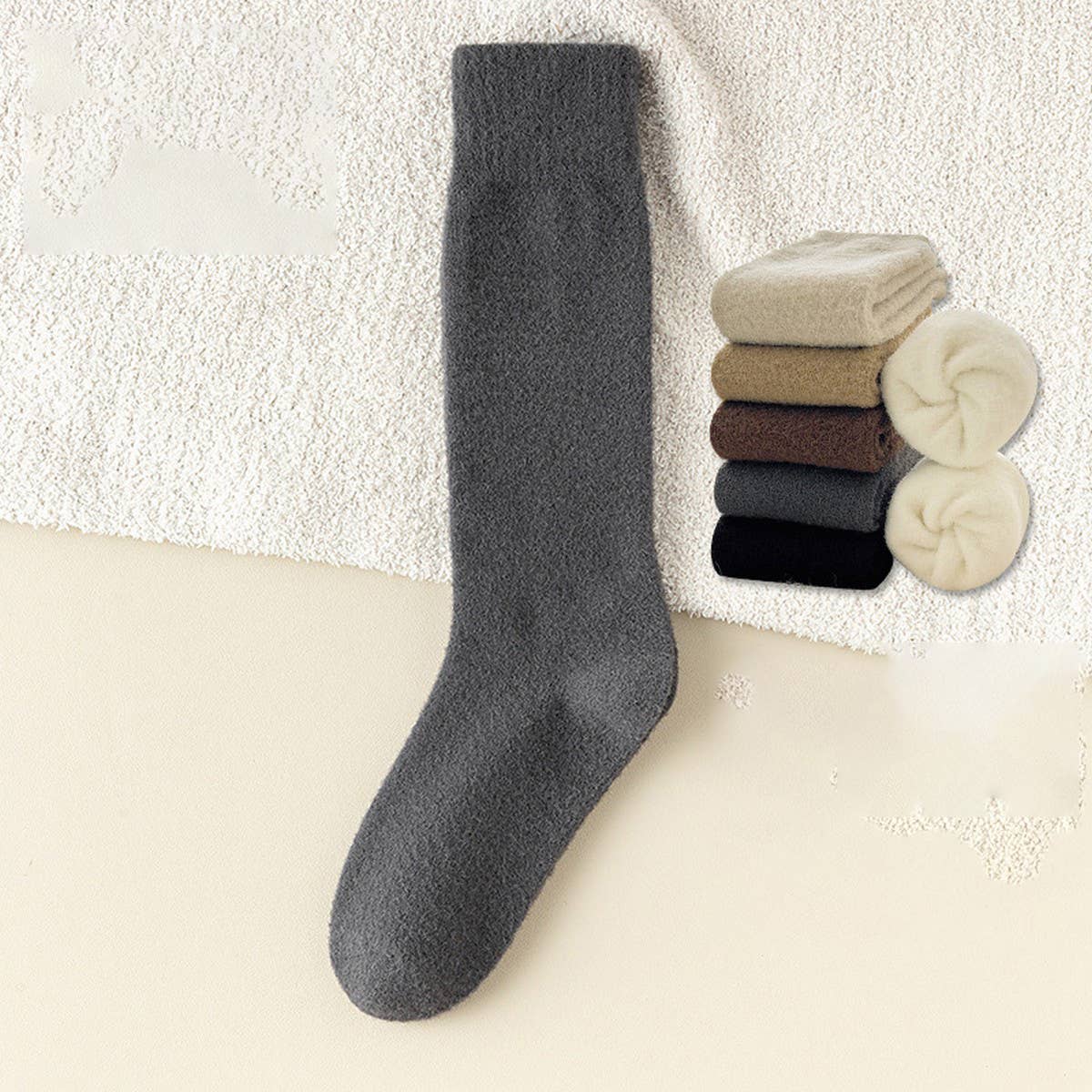 CWMS02752_WINTER FLEECE LINED WARM LONG SOCKS WOMEN THICK