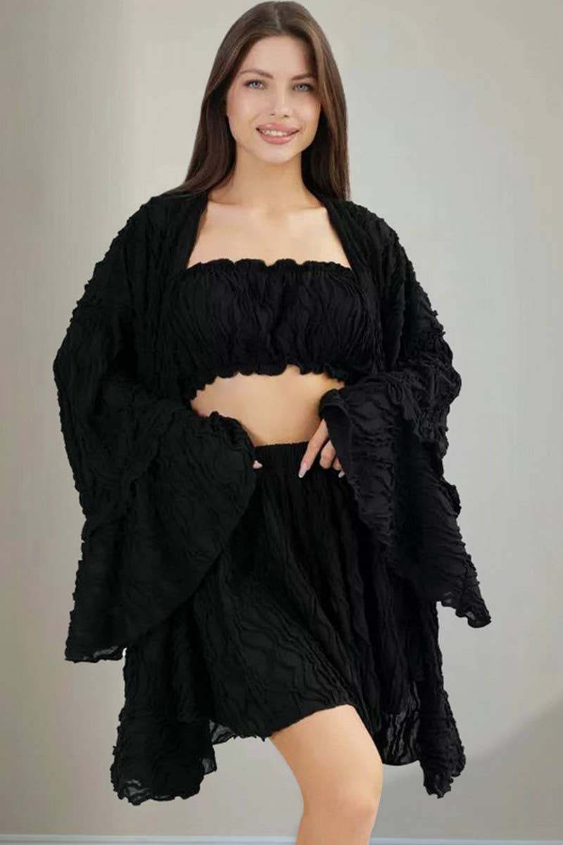 CWSPJ0295_LONG-SLEEVED RUFFLED PAJAMAS THREE-PIECE SET