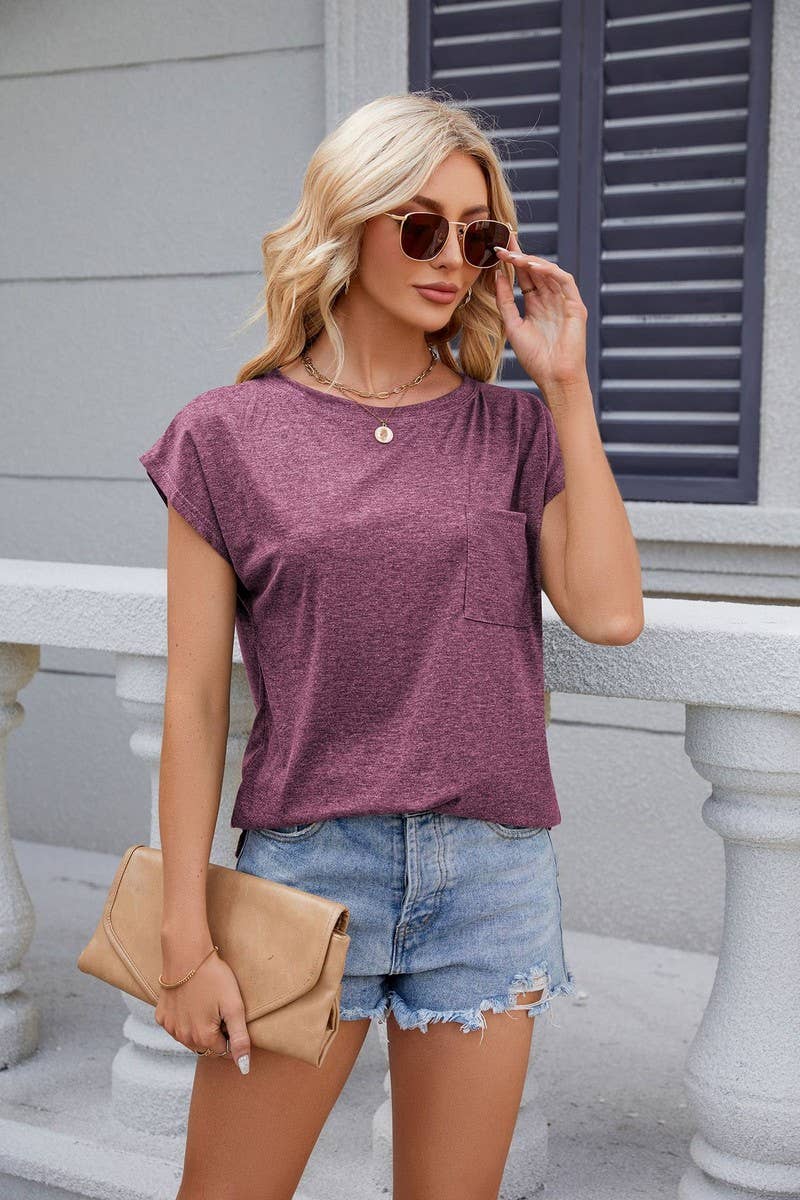 CWTTS0849_Round Neck Short Sleeve Top