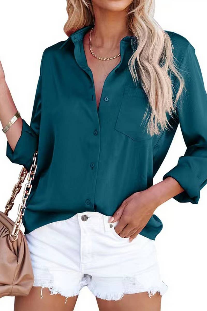 CWTBLL3856_SATIN SOLID COLOR LONG SLEEVE BUSINESS TOP SHIRT