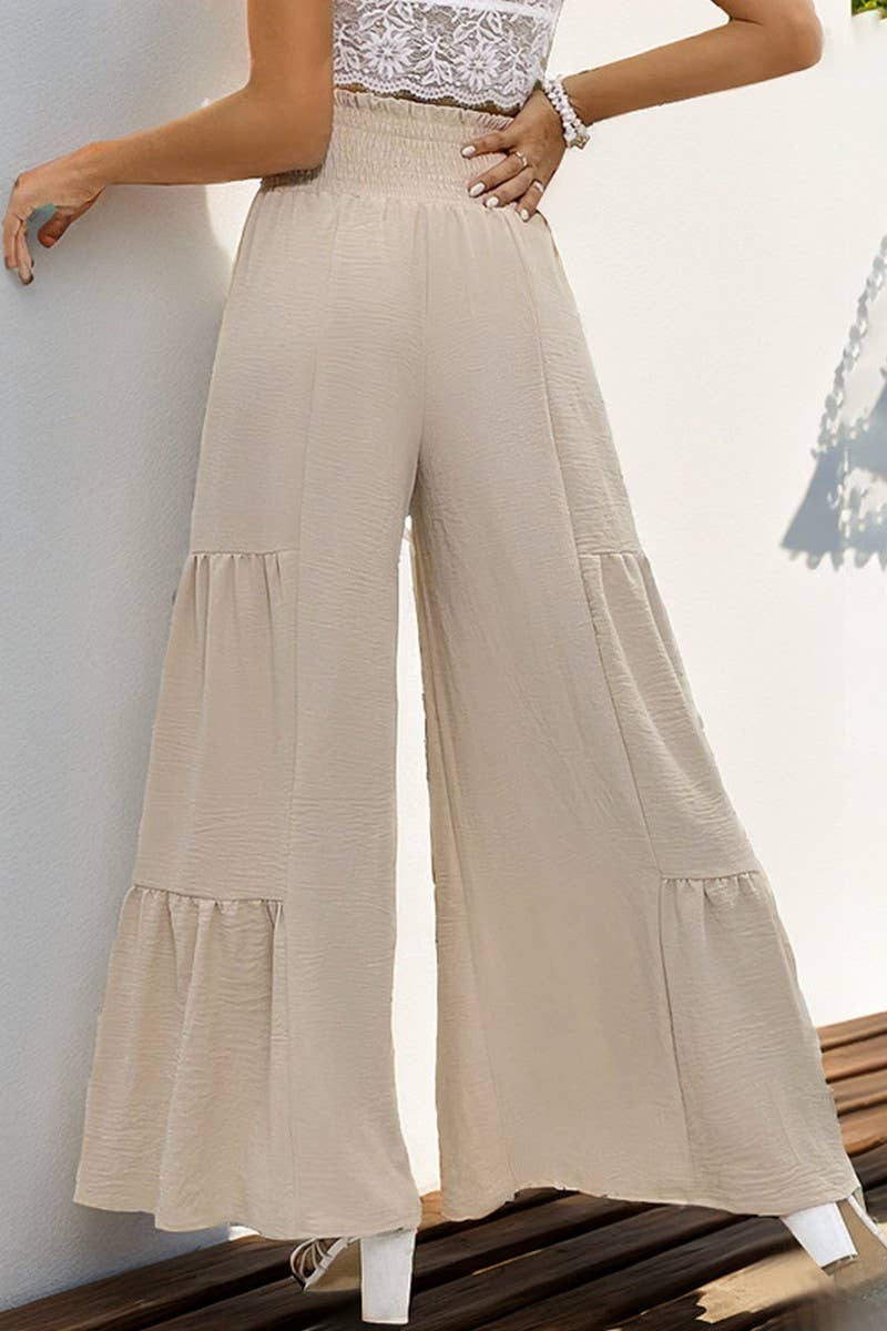 CWBLP1068_ELASTIC HIGH WAIST FLARED WIDE LEG PANTS