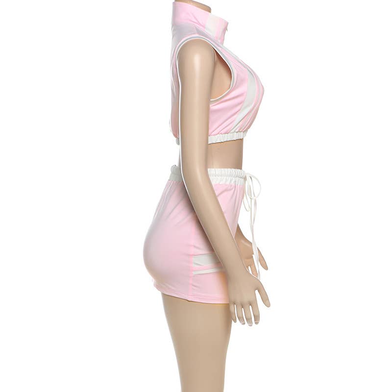 Crop top slimming and hip-hugging skirt suit