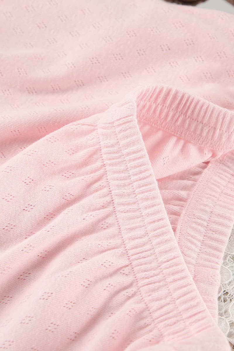 CWSPJ0333_KNITTED JACQUARD LONG SLEEVE SHORTS PAJAMA SET