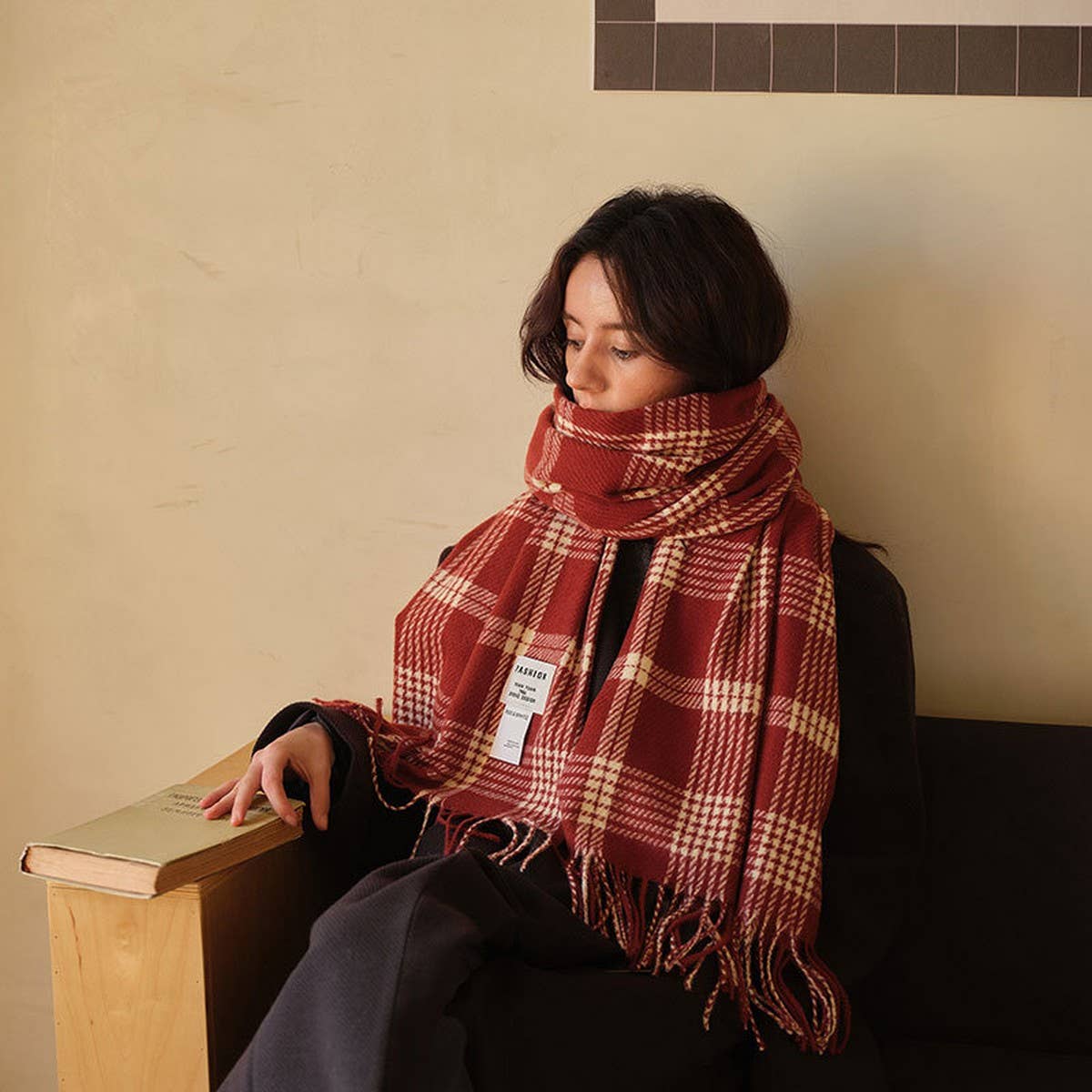 Angora Red Scarf for Women ??Winter Warmth & Style_CWASC2297