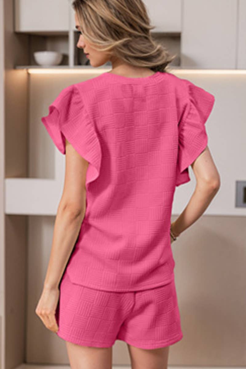 CWSS0723_SLEEVELESS RUFFLED TOP AND SHORTS TWO-PIECE SET