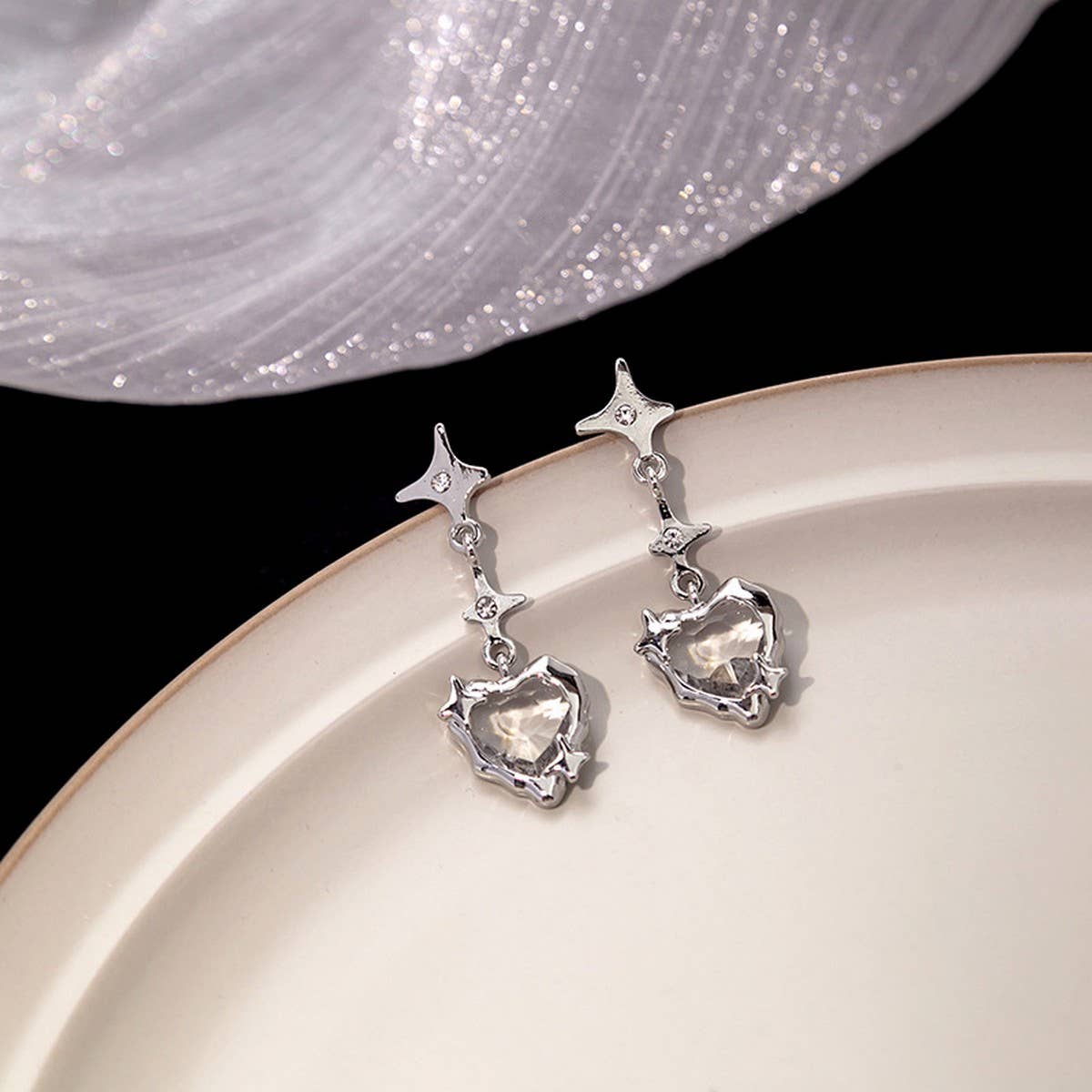 SWEET AND COOL DARK RED HEART EARRINGS