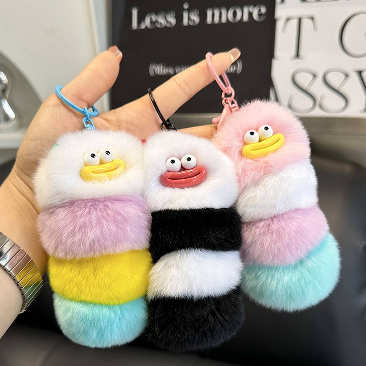 UGLY AND CUTE CATERPILLAR BAG PENDANT CAR KEYCHAIN