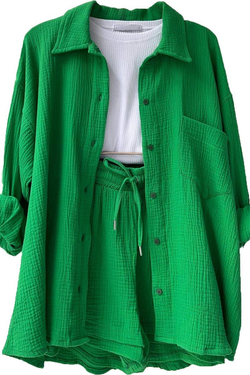 CWSS01299_FASHIONABLE CASUAL WRINKLED LAPEL TWO-PIECE SUIT