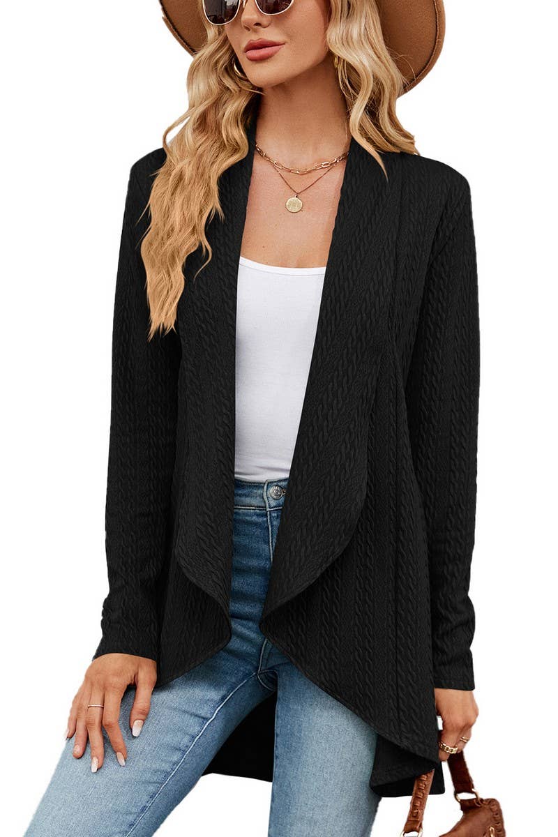CWOCAL1936_LONG-SLEEVED SOLID COLOR LOOSE KNITTED CARDIGAN