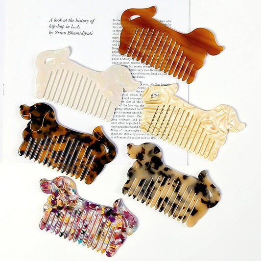 Cute Dog Wide-Tooth Acetate Comb Portable Brush