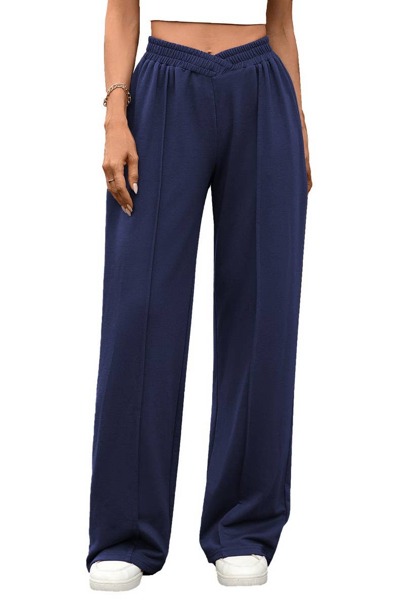 CWBLP01091_CASUAL ELASTIC WAIST WIDE LEG TROUSERS