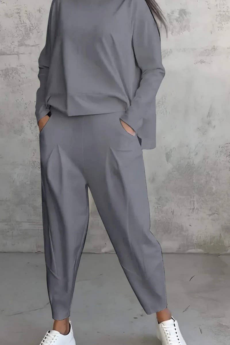 CWSTB00384_SOLID CREWNECK LONG SLEEVE LONG PANTS SET