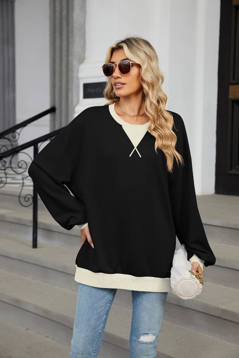 CWOSWL6564_WINTER CASUAL COLOR LONG-SLEEVED HOODIE