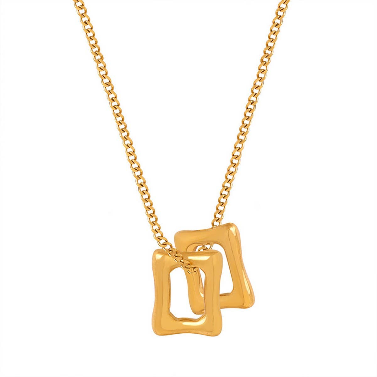 HOLLOW SQUARE PENDANT TITANIUM STEEL NECKLACE