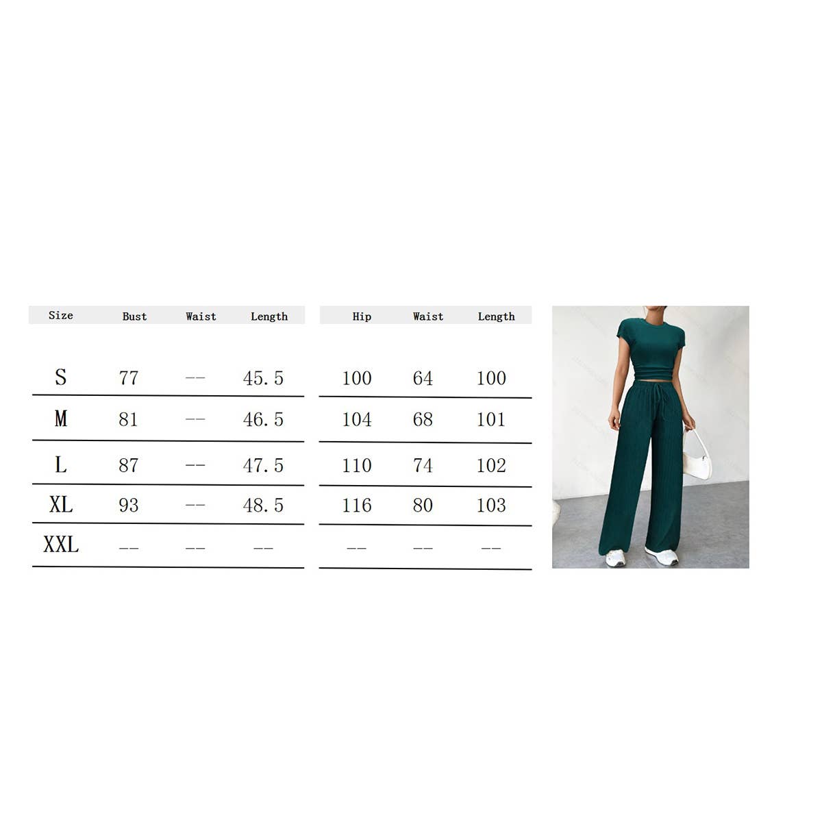 Crew-neck top casual elasticated waist pants suit