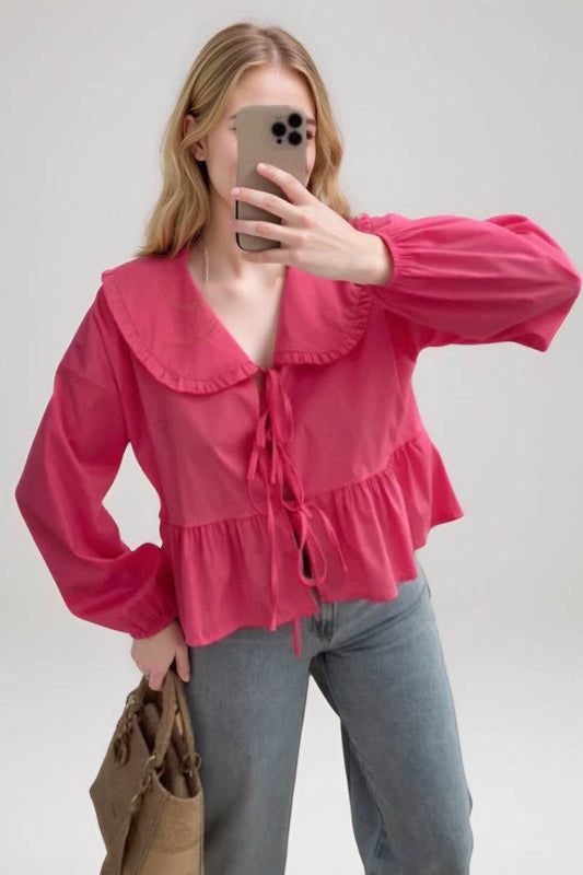 CWTBLL00714_PETER PAN COLLAR LACE LONG SLEEVE SHIRT