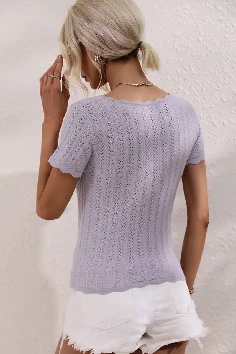 CWTBLS1765_SUMMER U-NECK CASUAL SOLID COLOR SWEATER