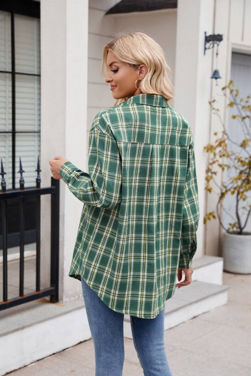 CWTSTL1693_LOOSE PLAID LONG SLEEVE POCKET SHIRT