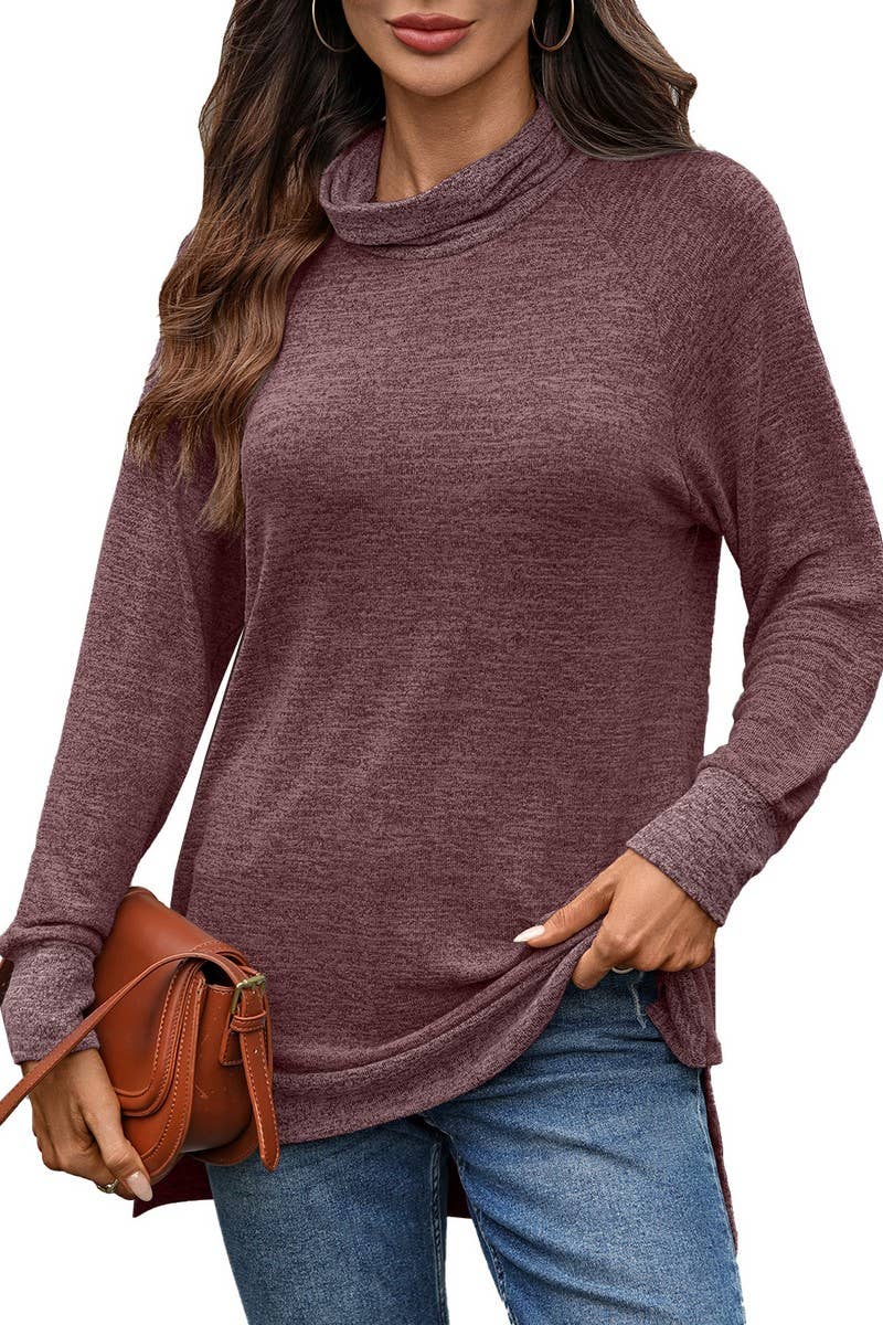 CWTBLL01308_COLORBLOCK SCARF NECK LONG SLEEVE CASUAL TOP