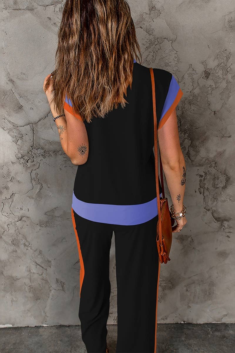 CWSS0701_CASUAL SLEEVELESS TOP CAPRI TROUSER SUIT