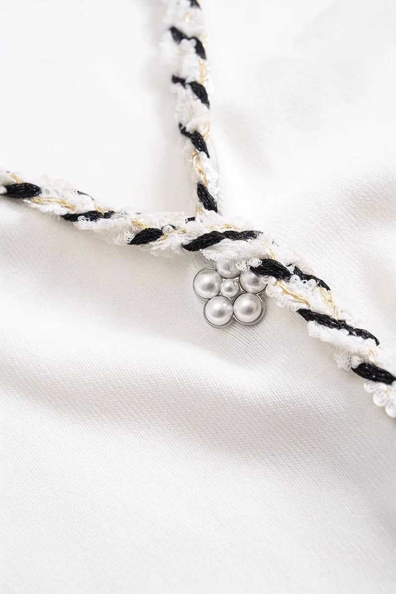 CWDSD8796_COLORBLOCK KNIT V-NECK SLEEVELESS FRINGE DRESS