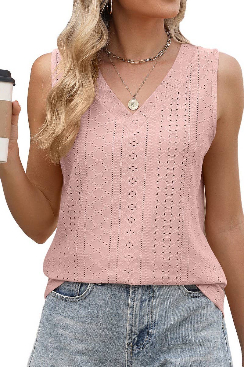 CWTTSL0306_SOLID COLOR V-NECK LOOSE BOTTOMING VEST