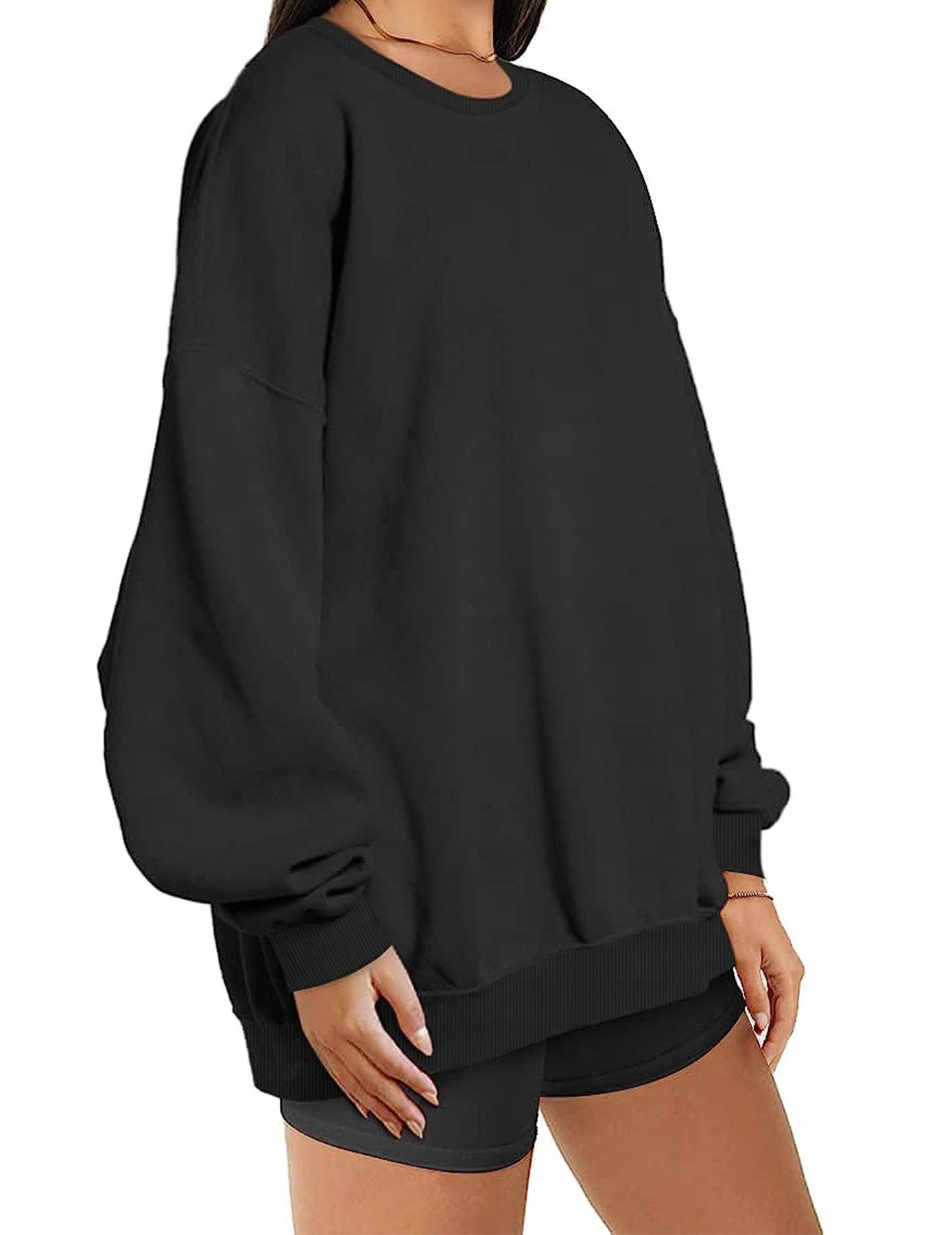 Basic solid-color long-sleeved pullover hoodie