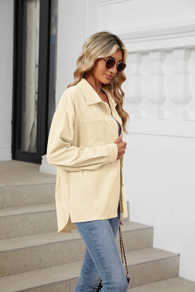 CWOBL0187_COLLAR POCKET COLLAR SOLID COLOR SPLICING SHIRT