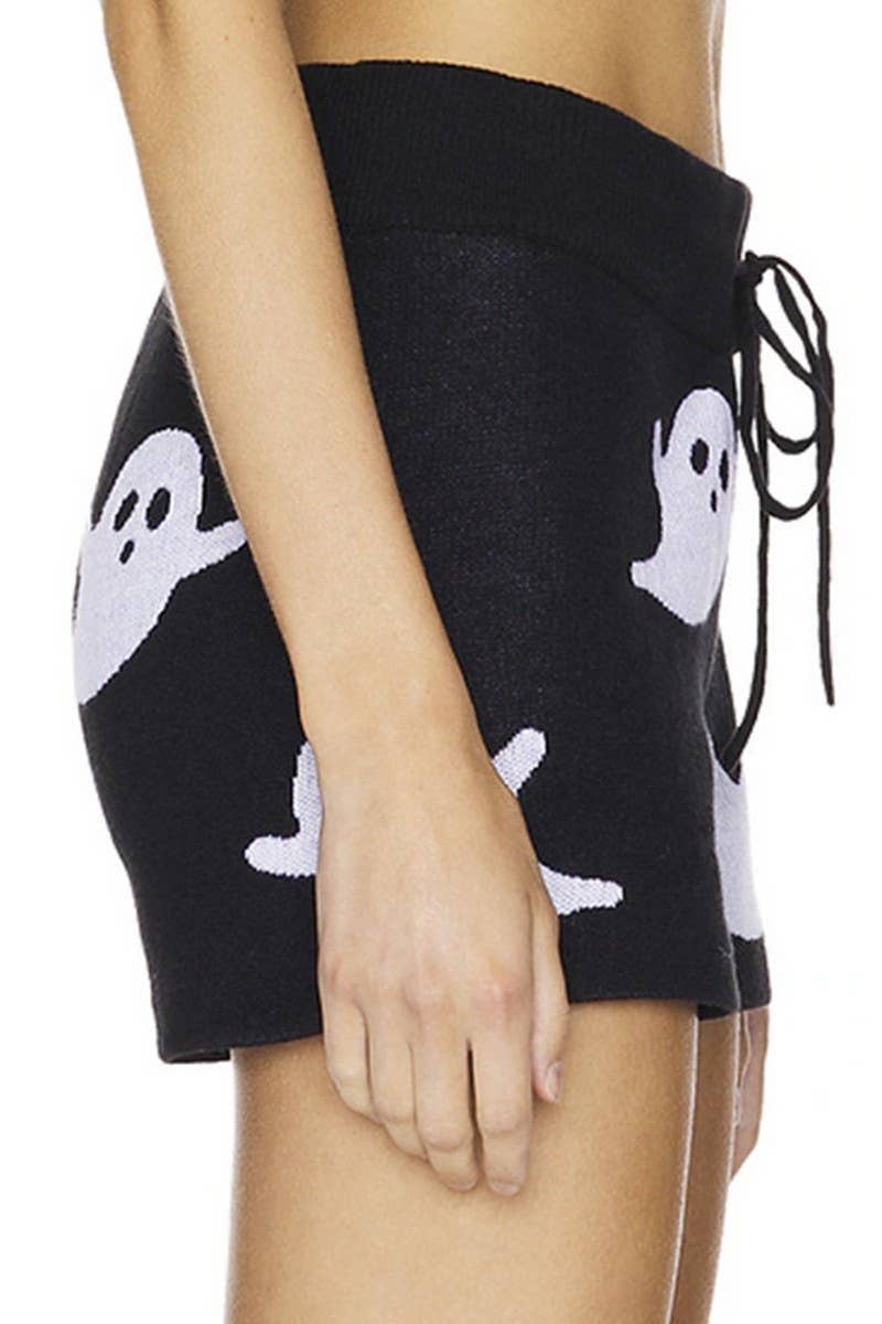 CWSTB00426_DARK HALLOWEEN GHOST KNIT SWEATER & SHORTS SET