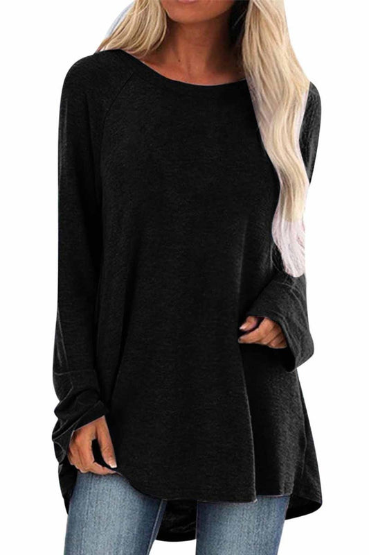 CWTBLL2932_SOLID COLOR CREW NECK LONG SLEEVE TOP LONG STYLE