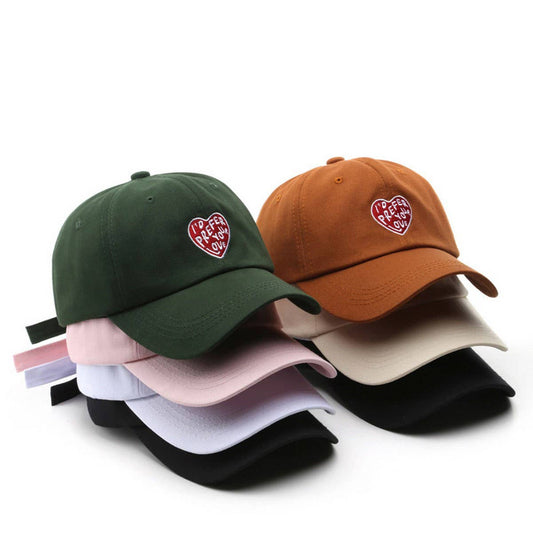 Vintage Heart Embroidered Cotton Baseball Cap CWAH2855