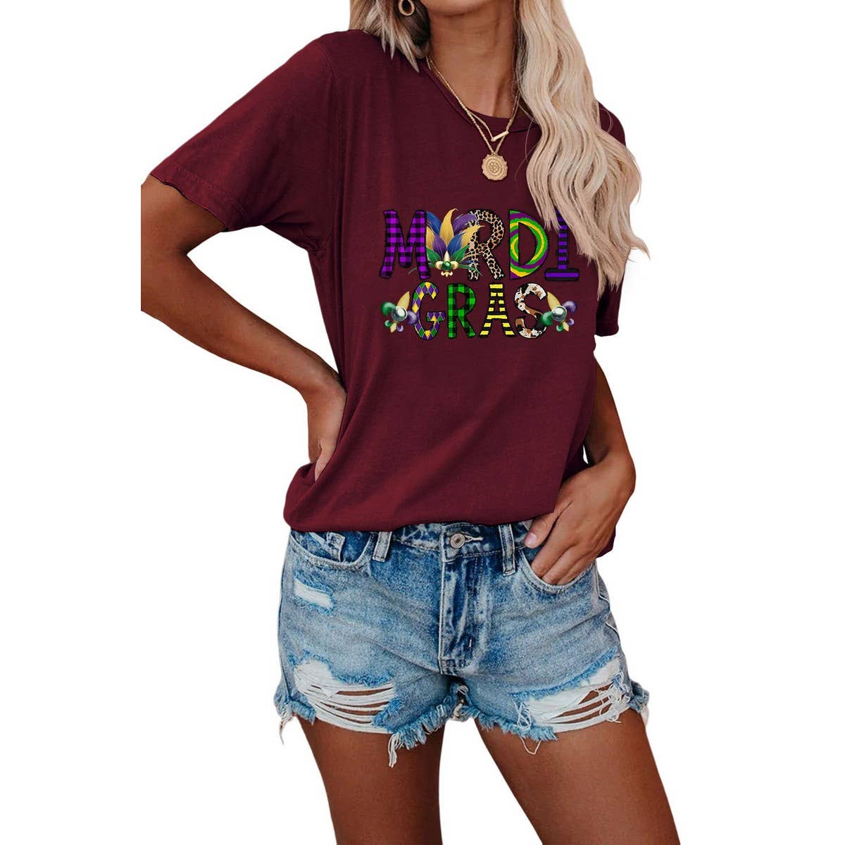 EASTER LOOSE PRINT ROUND NECK PULLOVER T SHIRT_CWTTS0798