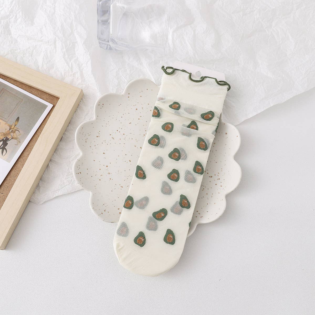WOMEN THIN FRUIT PRINT ICE SOCKS
