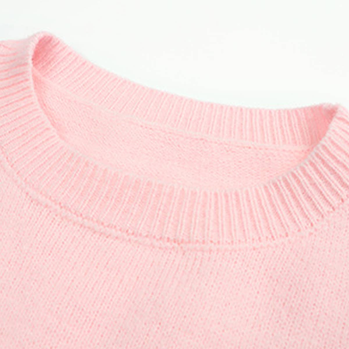COLOR CONTRAST CREW-NECK SWEATER PULLOVER