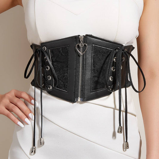 WOMEN HEART-SHAPED ZIPPER ELASTIC WAISTBAND_CWABE0306