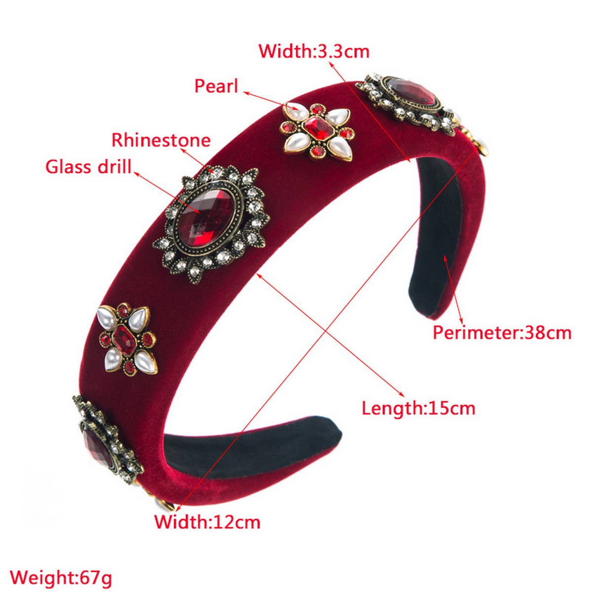 VINTAGE VELVET DIAMOND PEARL FLOWER HEADBAND